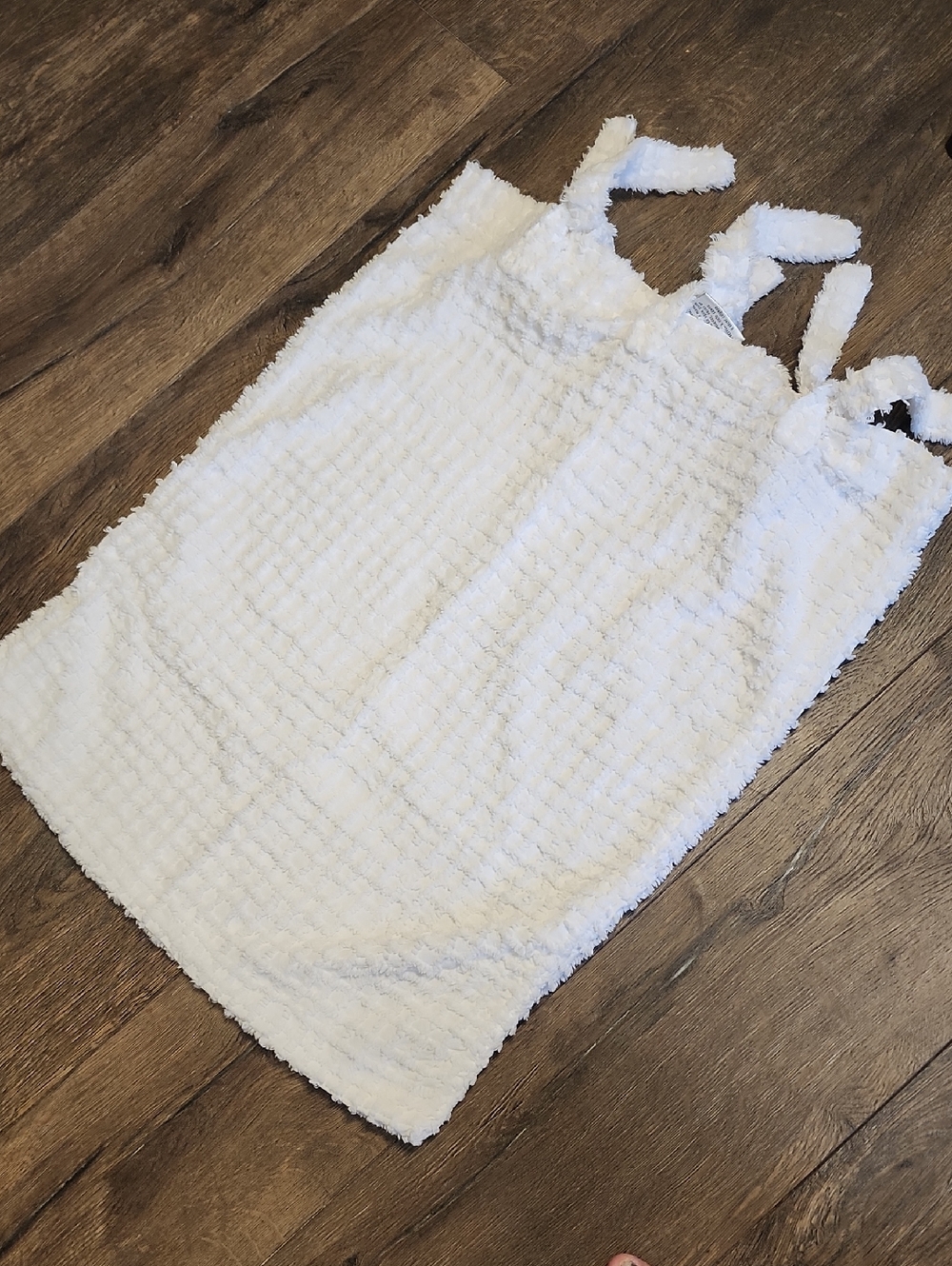 White Plush  Pillow Cover With Ties - Soft Textured Comfort.